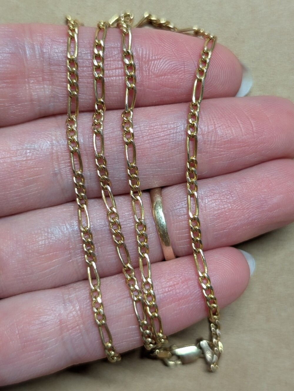 Solid Gold Figaro Chain Necklace Italy Jewelry 10k 18inch Classic